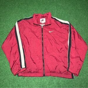 90s Nike Swoosh Zip Up Jacket Windbreaker XL iconic fall weather red maroon